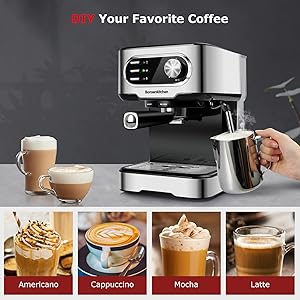 Espresso Machine 15 Bar Coffee Machine With Foaming Milk